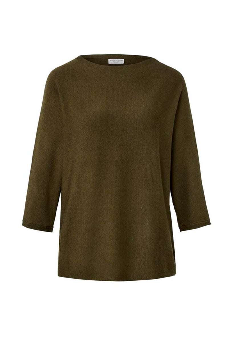 Tchibo Women Crew Neck Long Sleeve Textured Sweater, Olive - Image 2